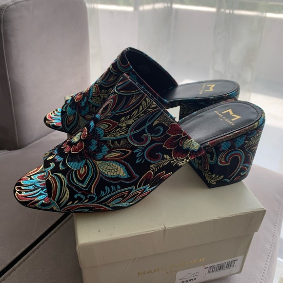 NIB Marc Fisher Ltd Black Multi Fabric Sandals size 10 - Picture 5 of 13